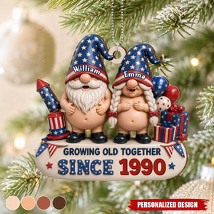 Growing Old Together, Personalized Wood Ornament, Gift For Couples