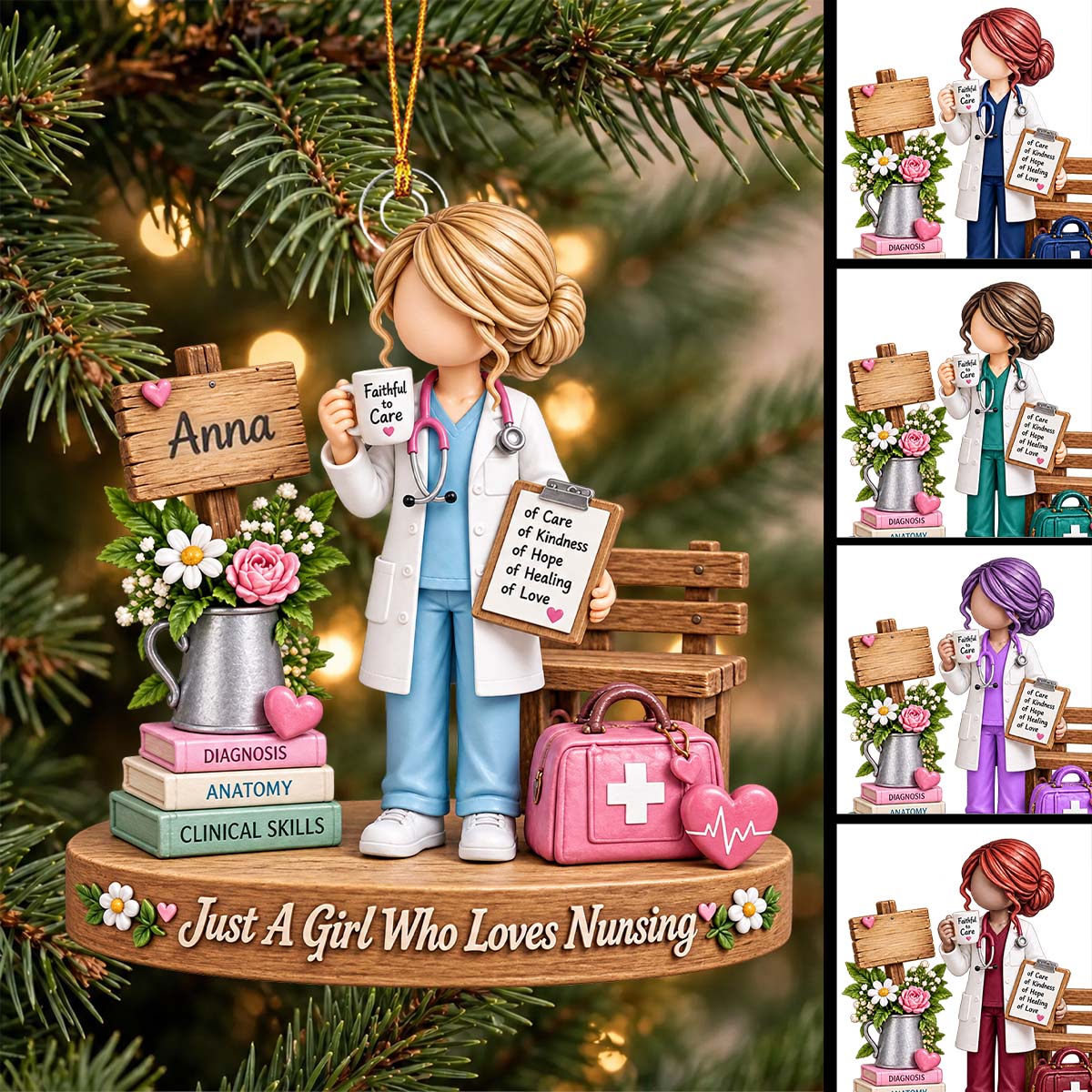 Personalized Nurse Christmas Ornament, RN Nursing Gift