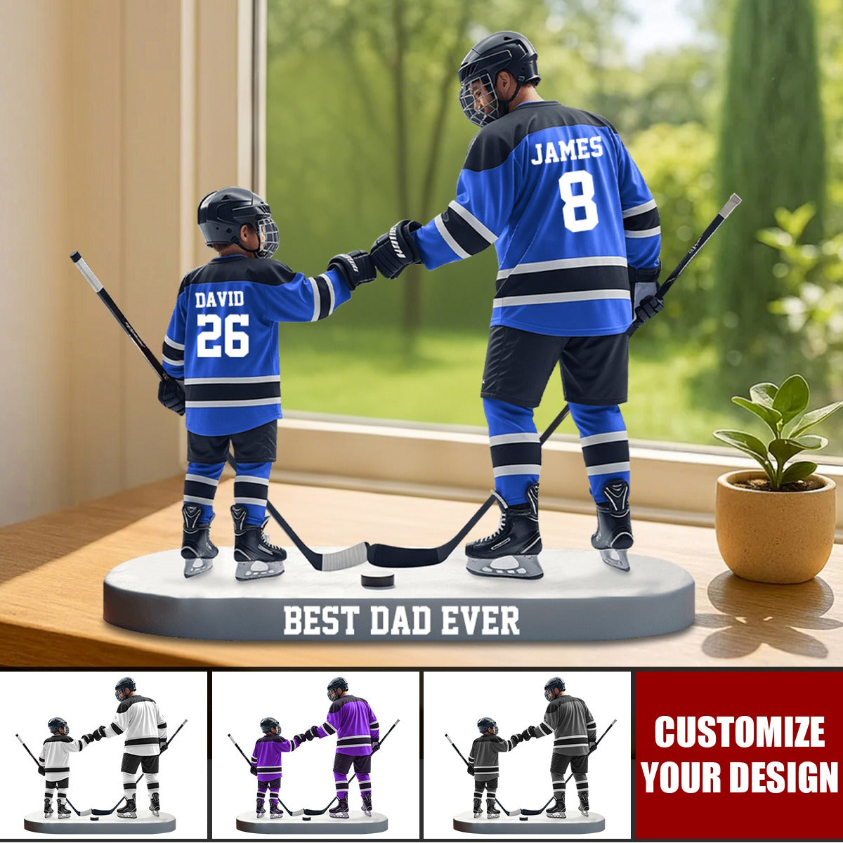 Best Dad Ever - Personalized Father Ice Hockey Acrylic Plaque