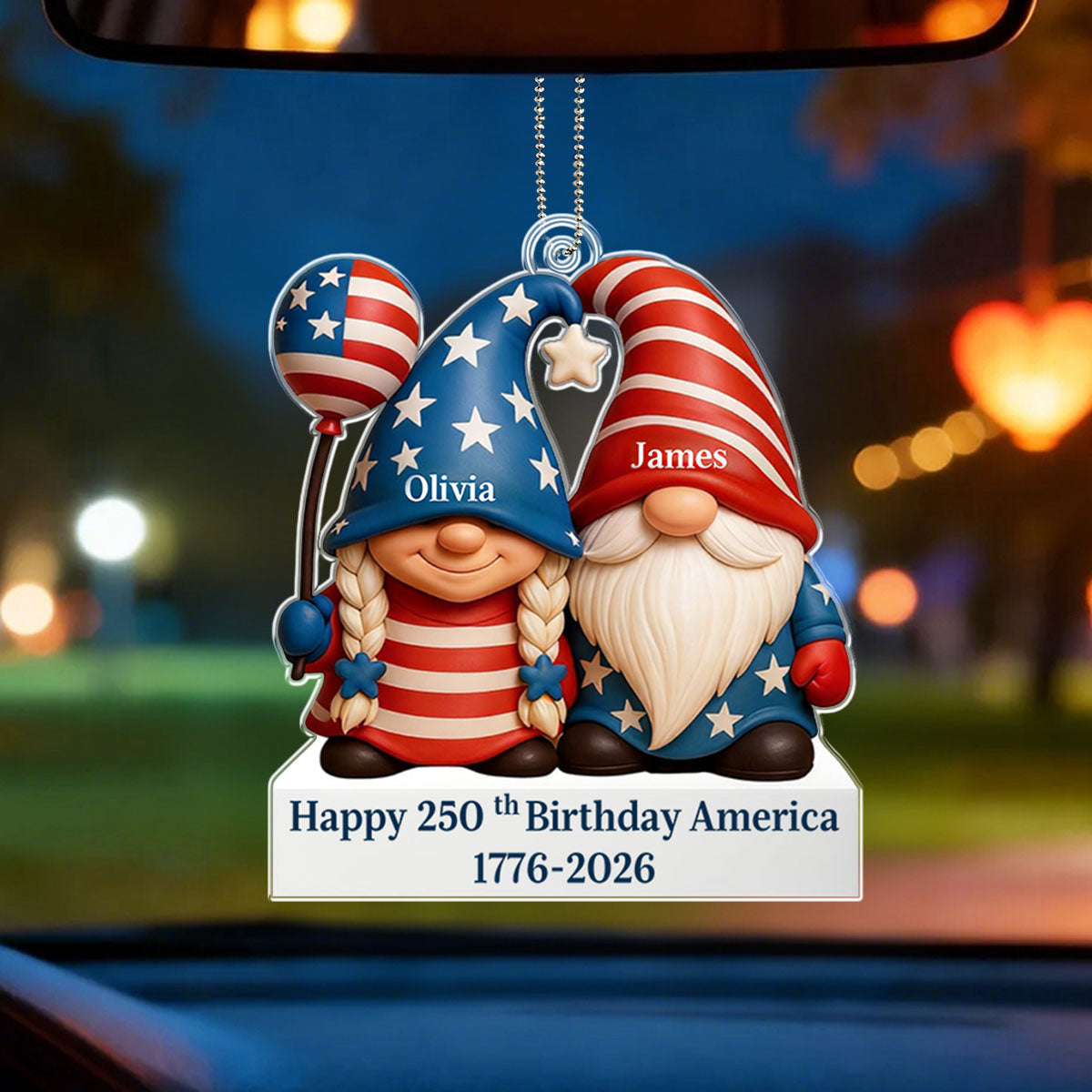 Personalized Couple Happy 250th Anniversary American Acrylic Ornament