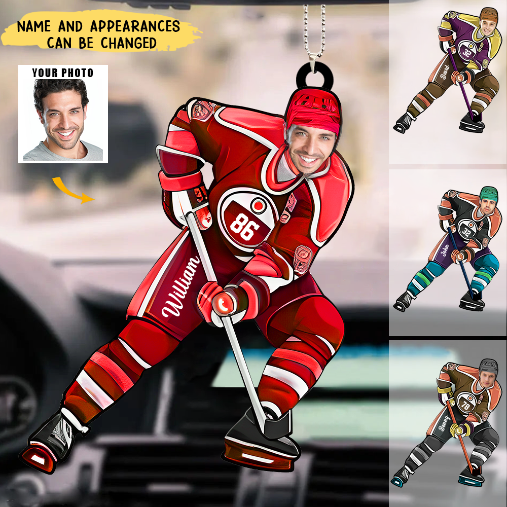 I Love Ice Hockey- Personalized Ice Hockey Player Acrylic Ornament