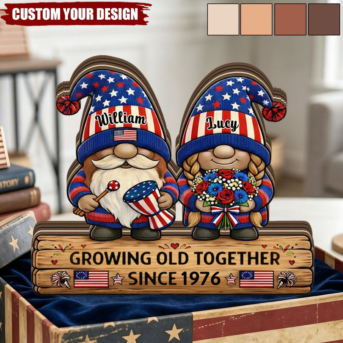 Growing Old Together - Personalized Couple Wooden Plaque, Gift For Parents Home