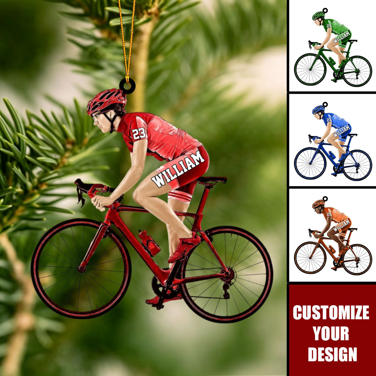Personalized Cyclist Biker Ornament- Custom Bicycle Ornament
