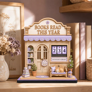 Personalized Cozy Bookshop Reading Tracker Wooden Sign Books Read This Year Counter