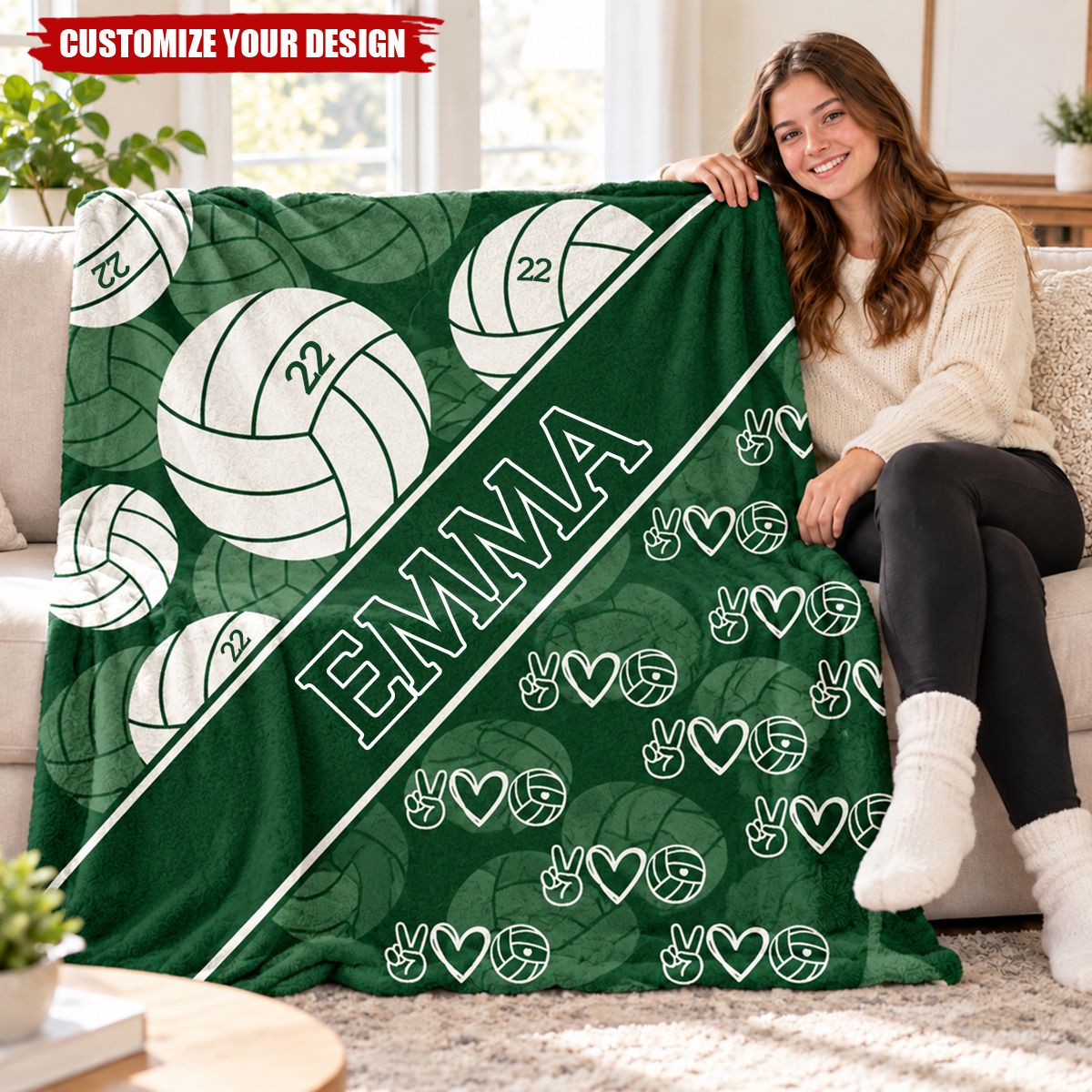 Personalized Volleyball Blanket, Senior Volleyball Gift For Volleyball Team
