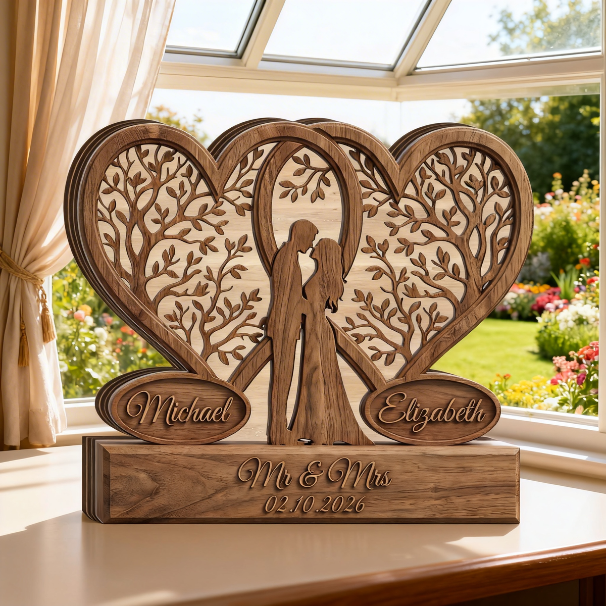 Personalized Mr and Mrs Wood Plaque Custom Couple Anniversary Gift