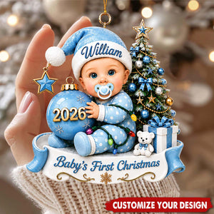 Custom Baby’s First Christmas Ornament 2026, Custom Baby Name Acrylic Ornament