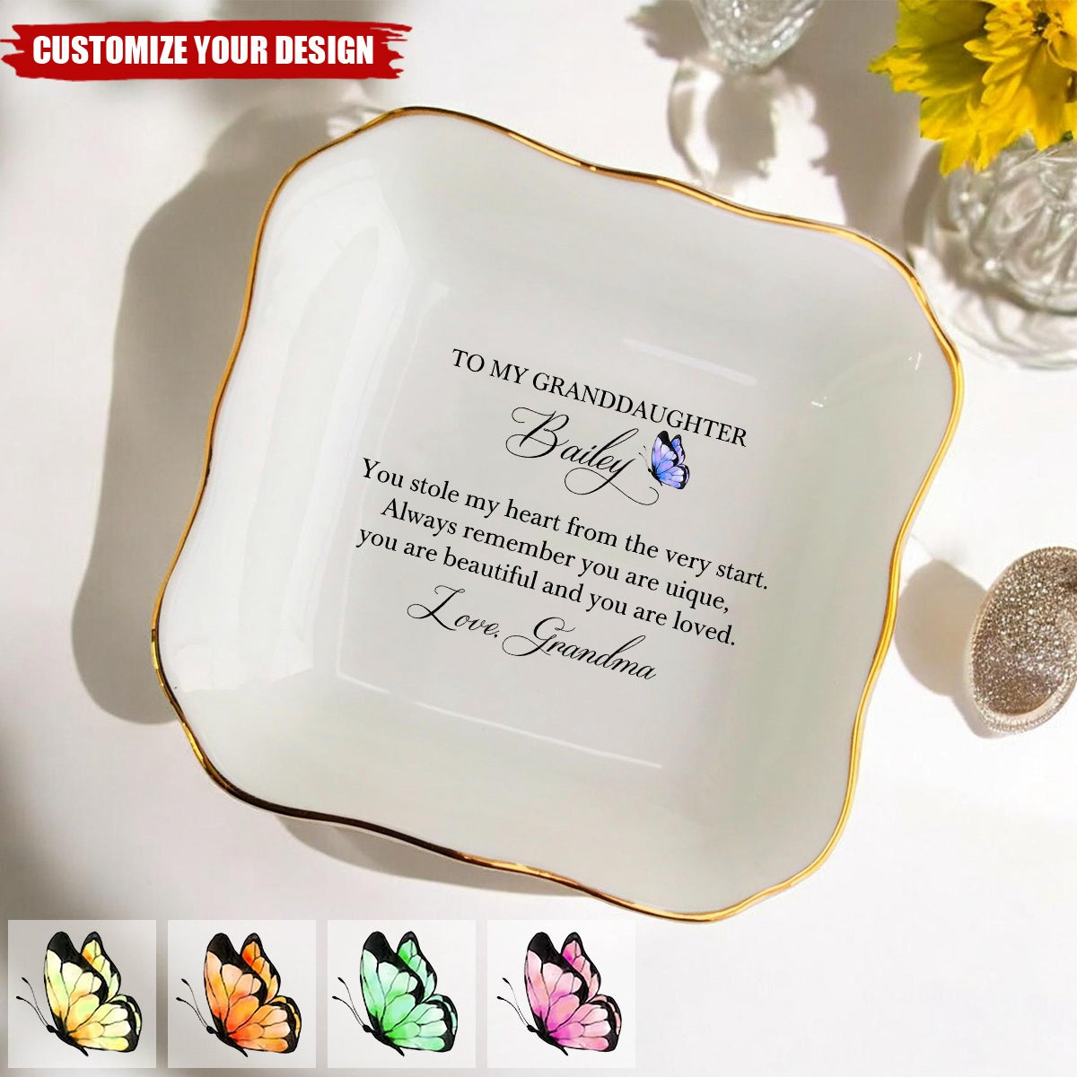 Granddaughter Gift Personalized Ring Dish - Gift From Grandma