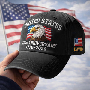 Custom Name USA 250th Anniversary 1776–2026 Eagle Embroidered Cap