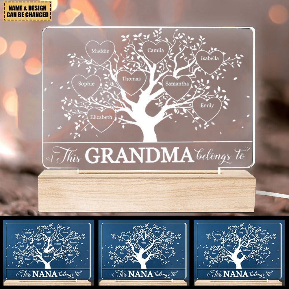 This Grandma Belongs To - Family Personalized Custom Rectangle Shaped 3D LED Light