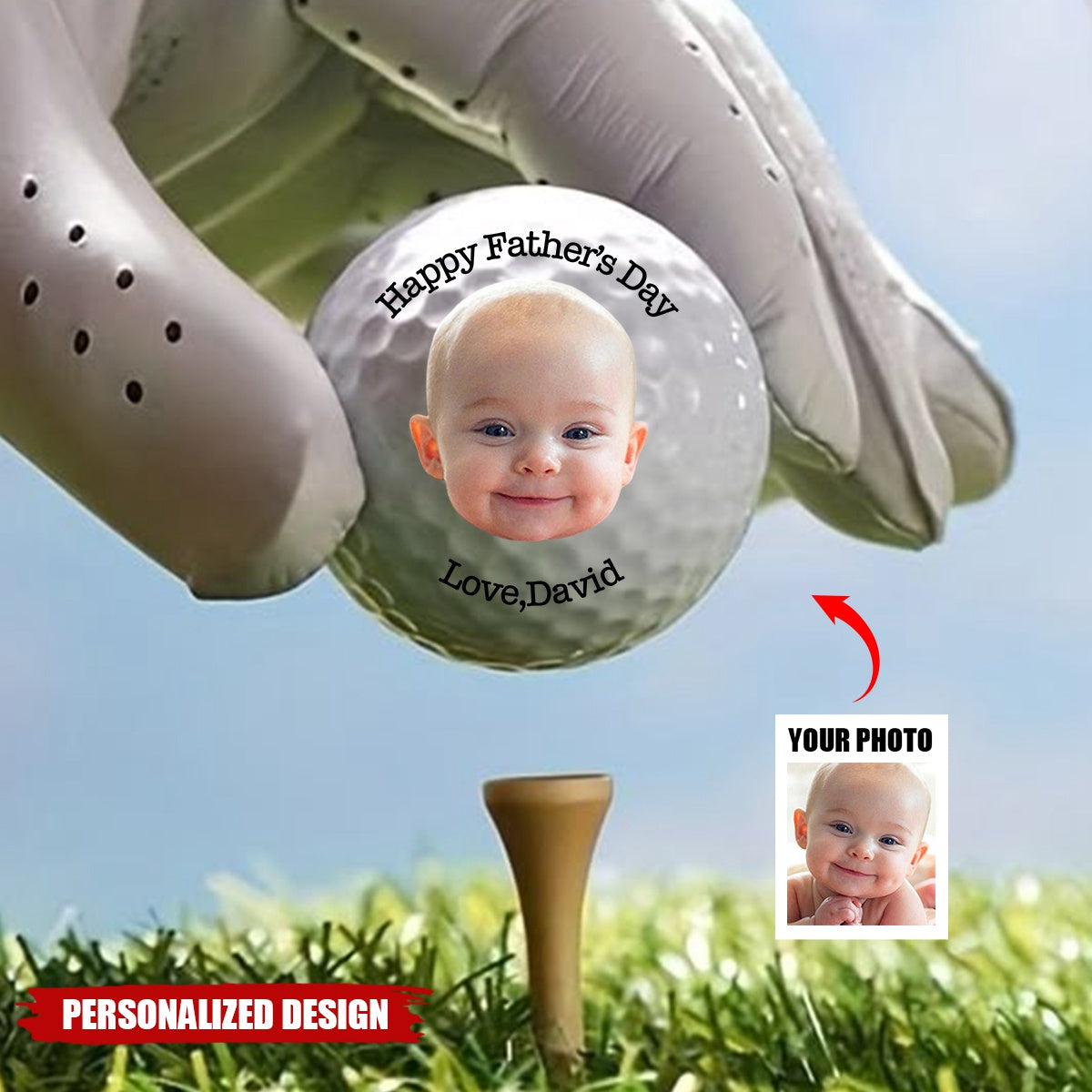 Personalized Text & Photo Golf Ball For First Father's Day