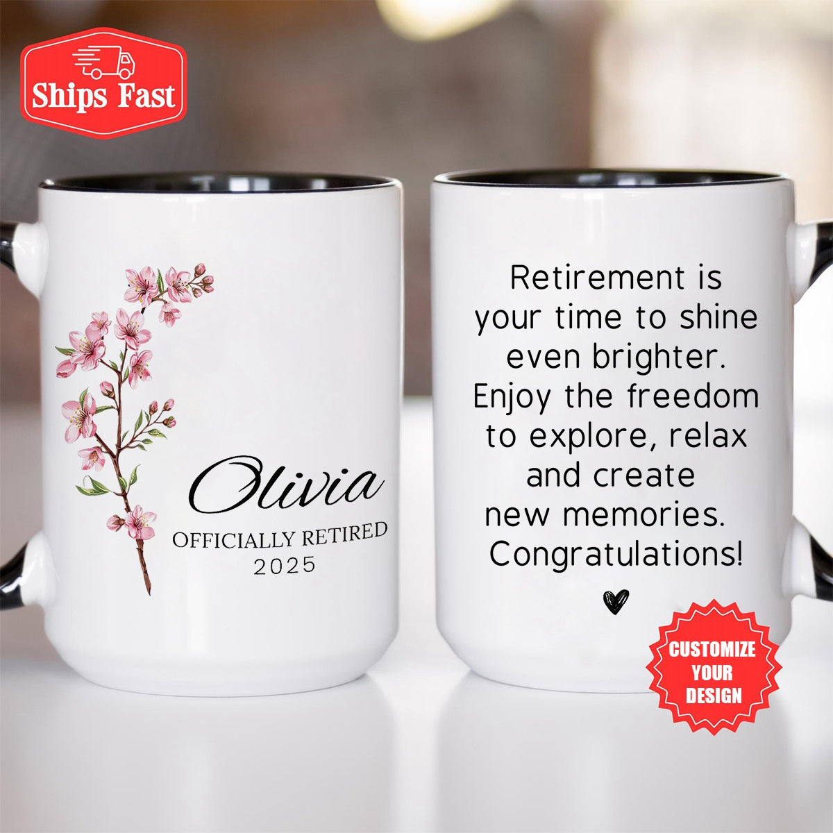 Happy Retirement - Personalized Mug Custom Retired Gifts for Women