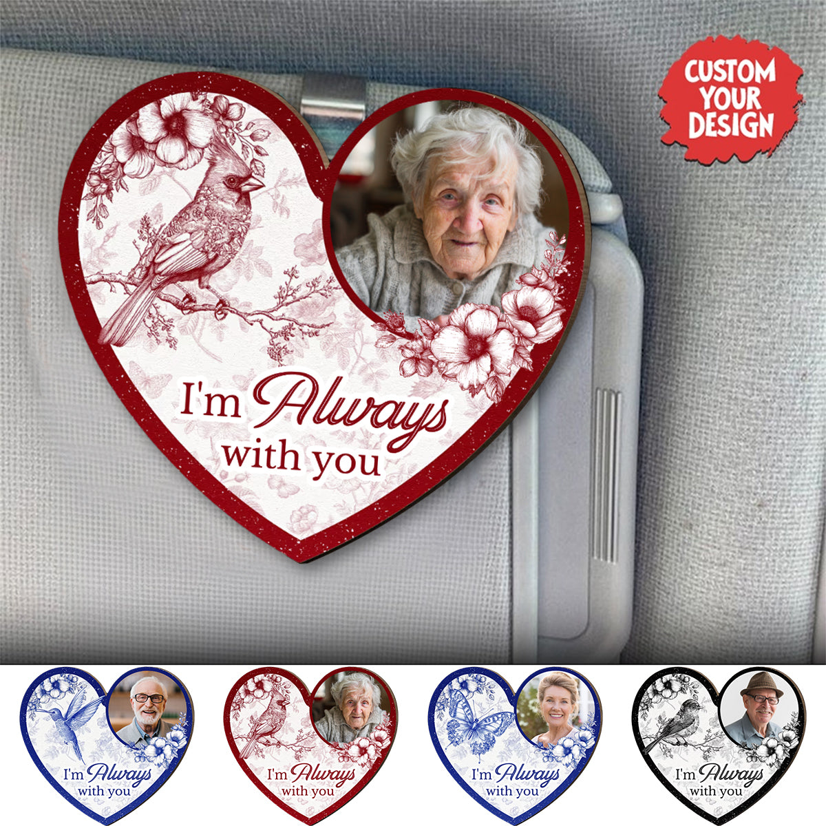 I'm Always With You - Personalized Wooden Photo Car Visor Clip