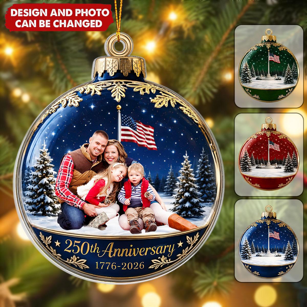 America 250th Anniversary - Personalized Family Photo Acrylic Ornament
