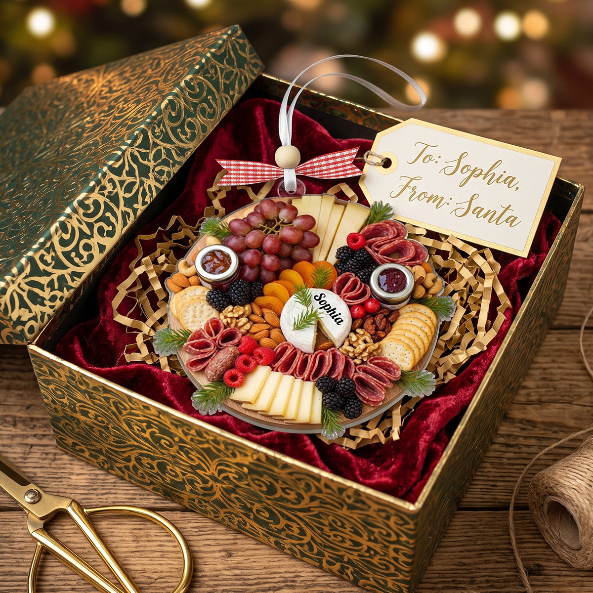 Custom Christmas Charcuterie Board Ornament