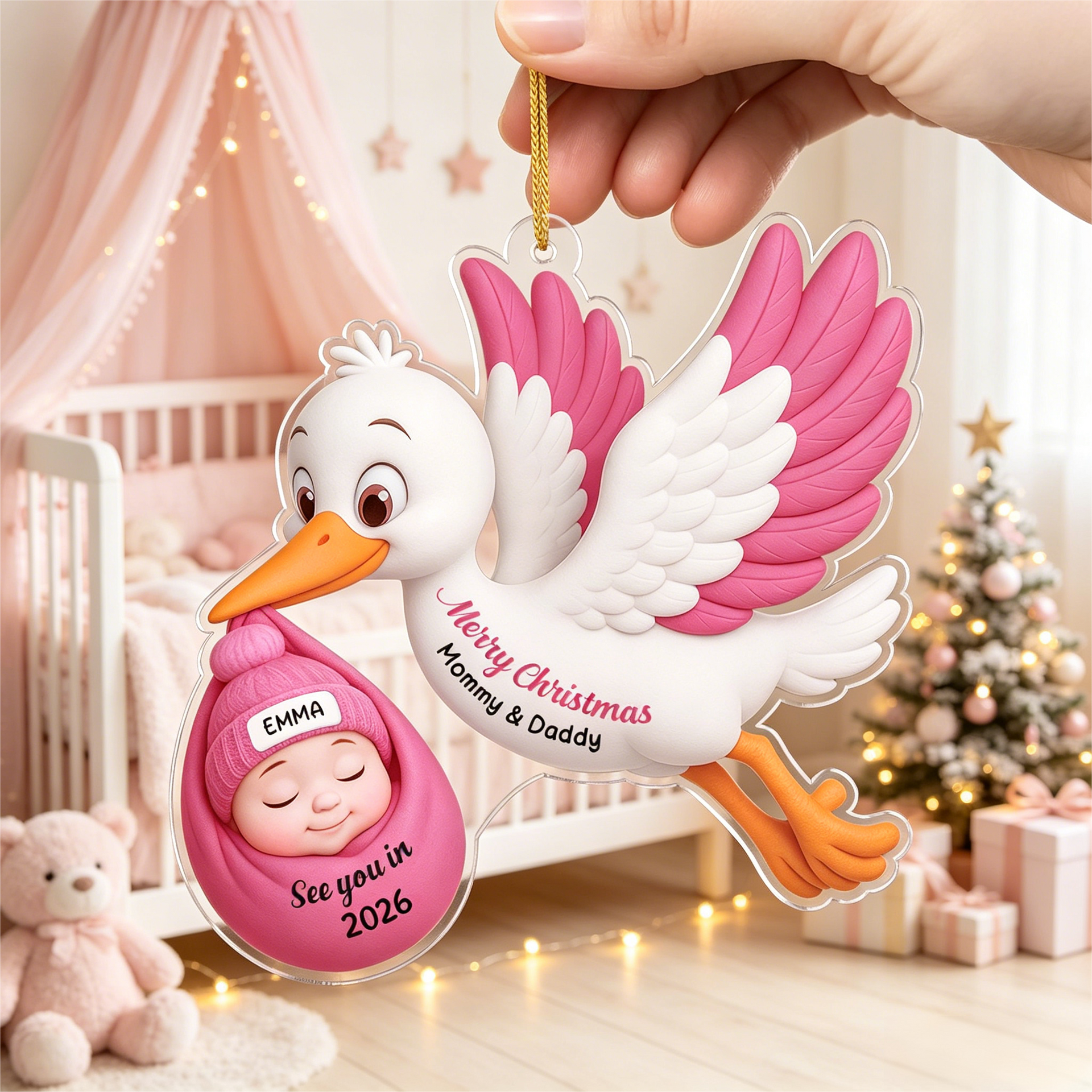 Personalized Baby Christmas Ornament - Custom Parents to be Gifts