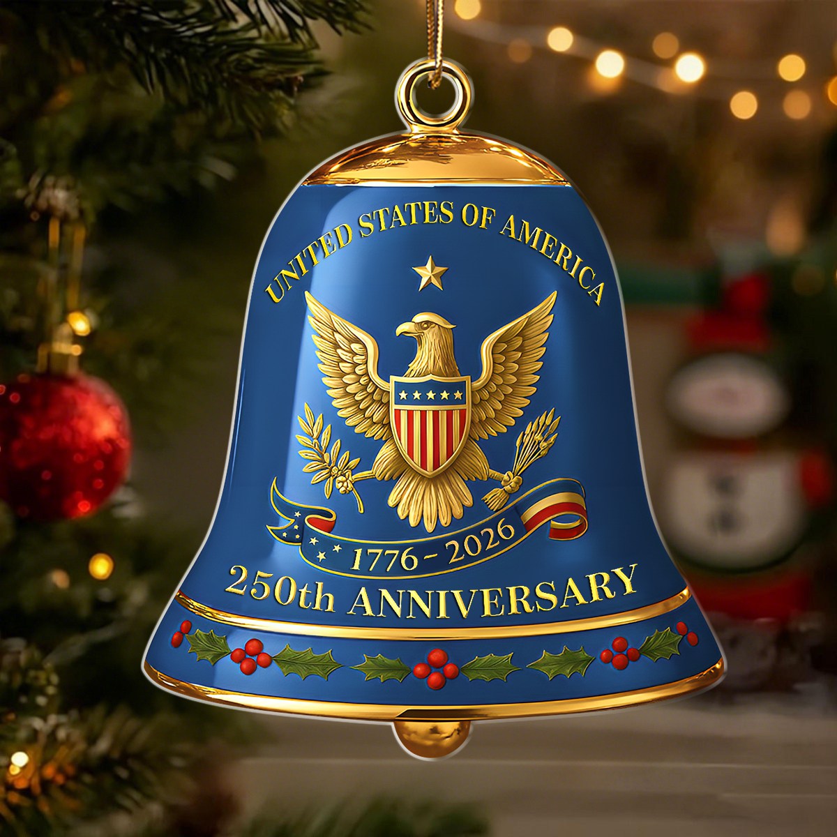 United State Of America 250th Anniversary Bell Acrylic Ornament