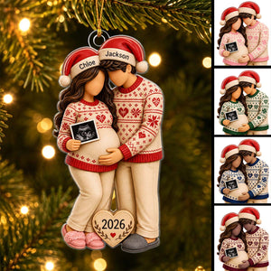 Personalized Pregnancy Christmas Ornament, Expecting Parents Baby Announcement