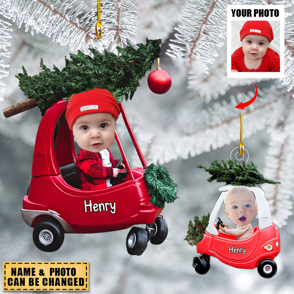 Cute Baby Car Personalized Christmas Ornament - Upload Photo