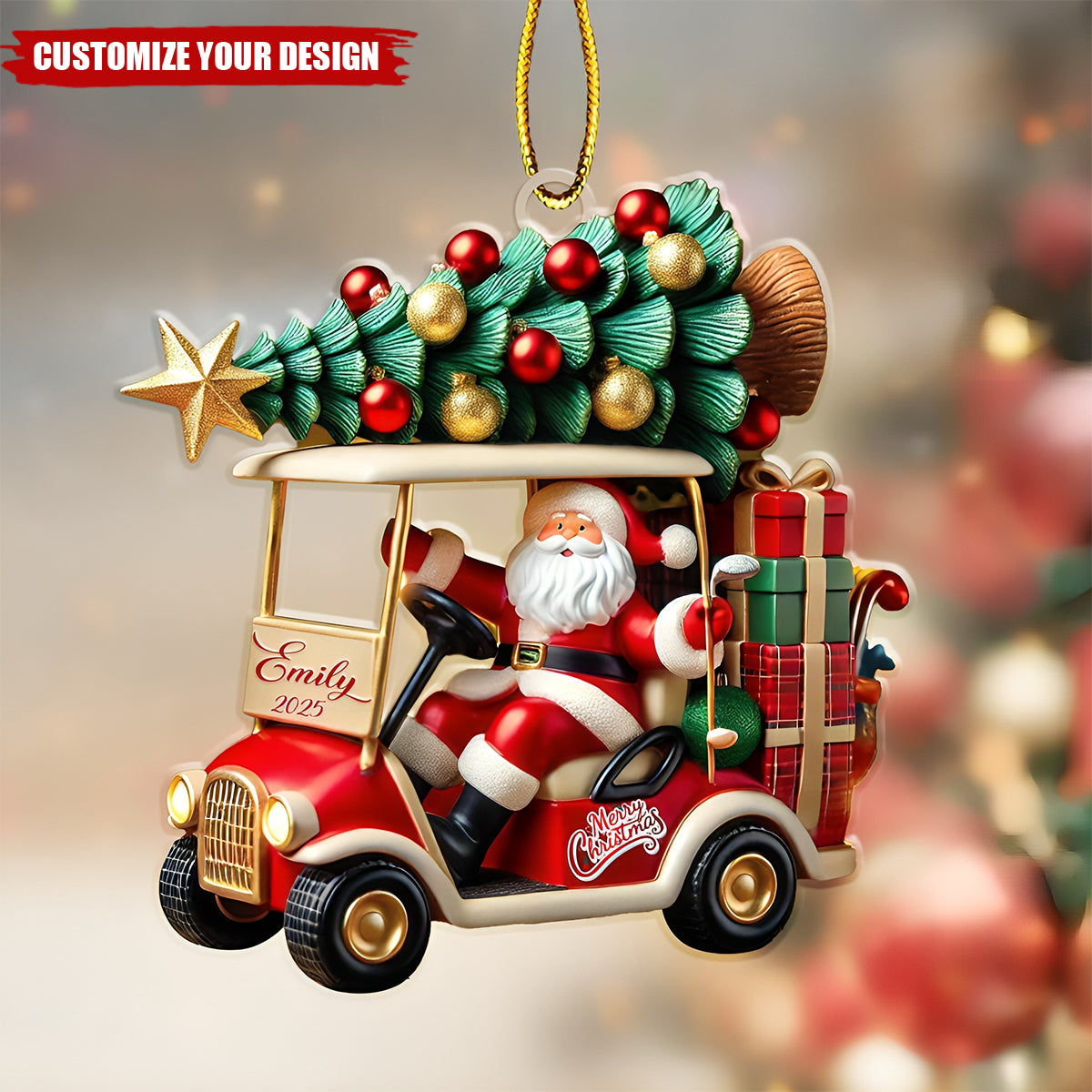 Personalized Golf Car Acrylic Ornament, Golf Lovers Gifts