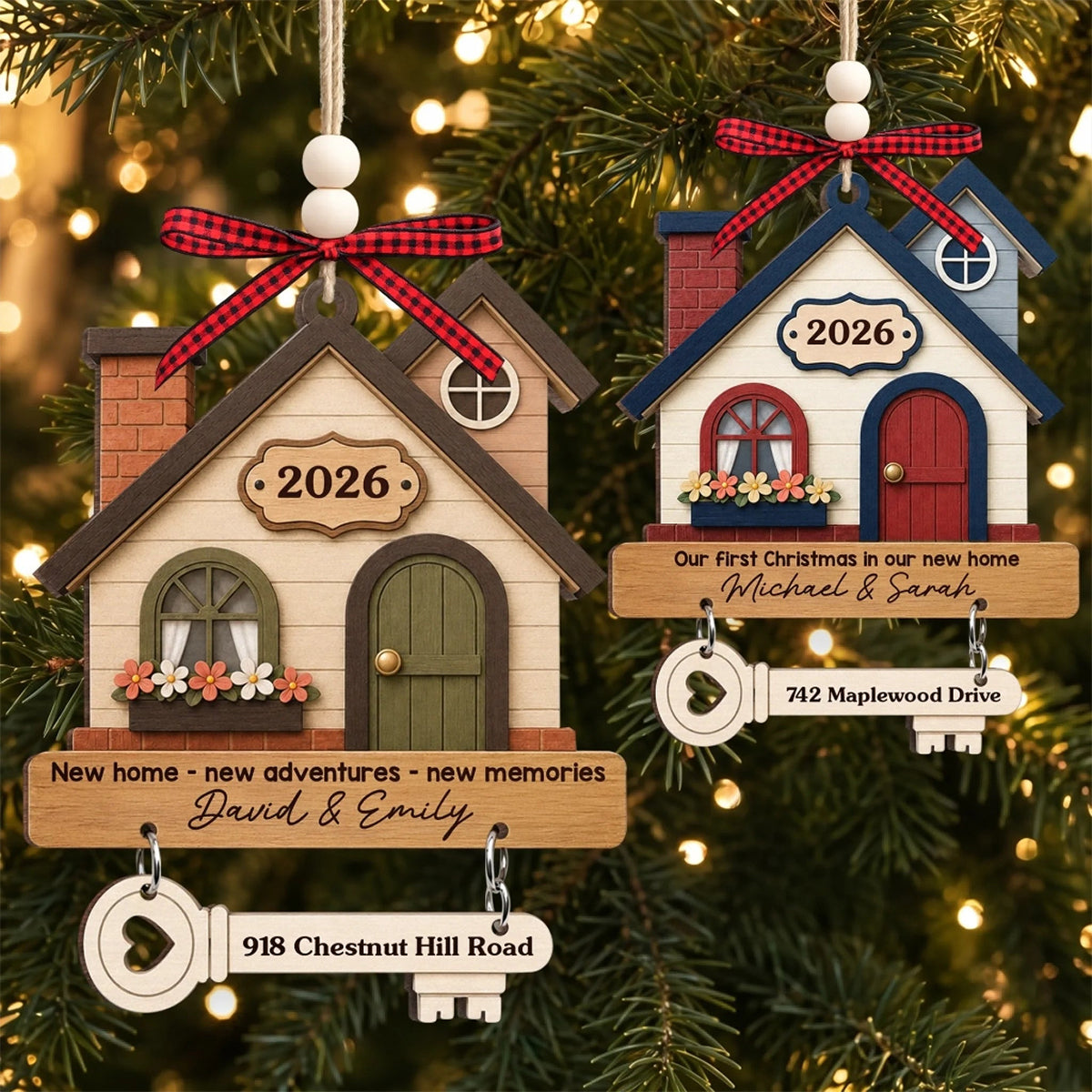 Custom New Home Wooden Ornament-Anniversary Christmas Gift