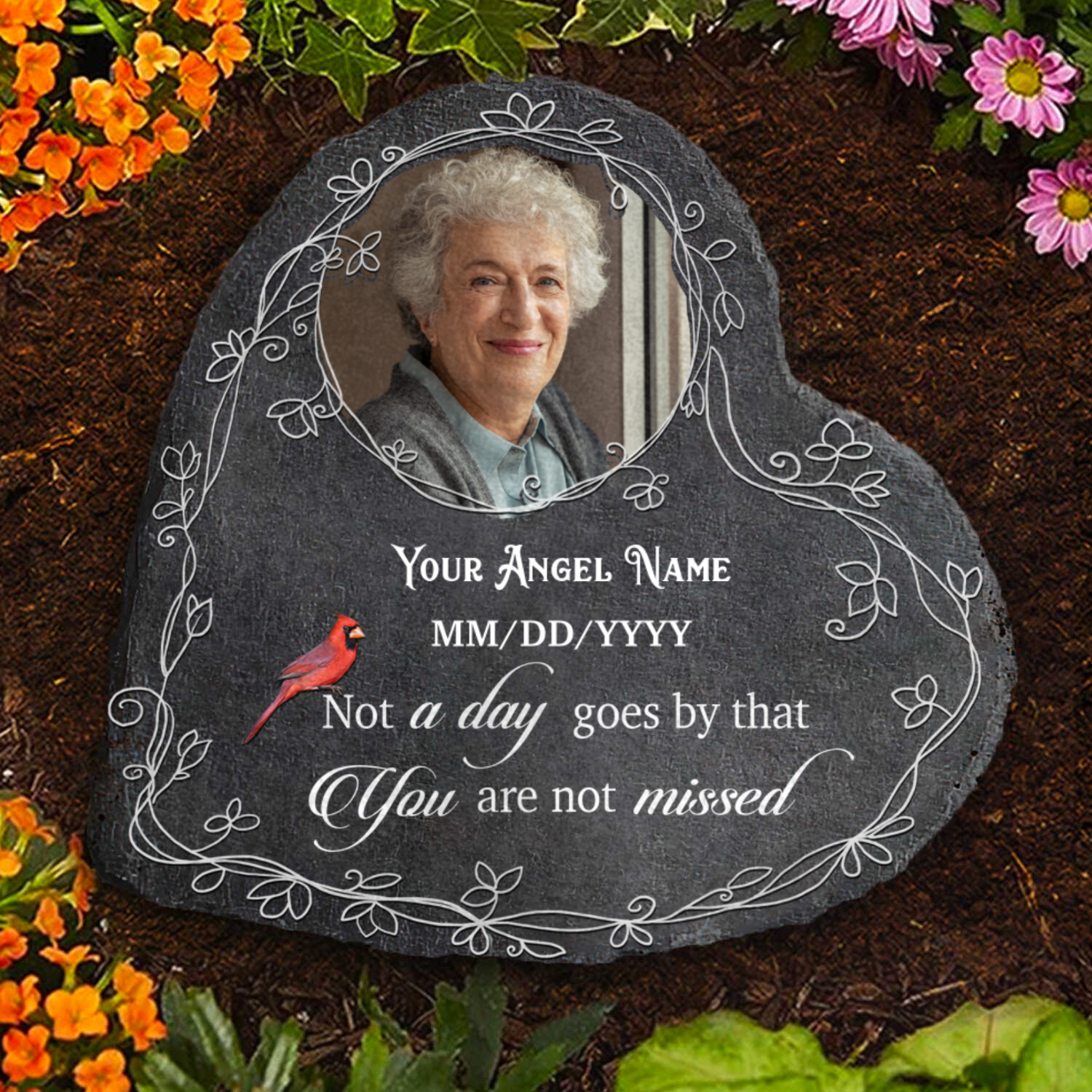 Personalized Memorial Heart Garden Stone Memorial Stone With Photo Not A Day Goes By