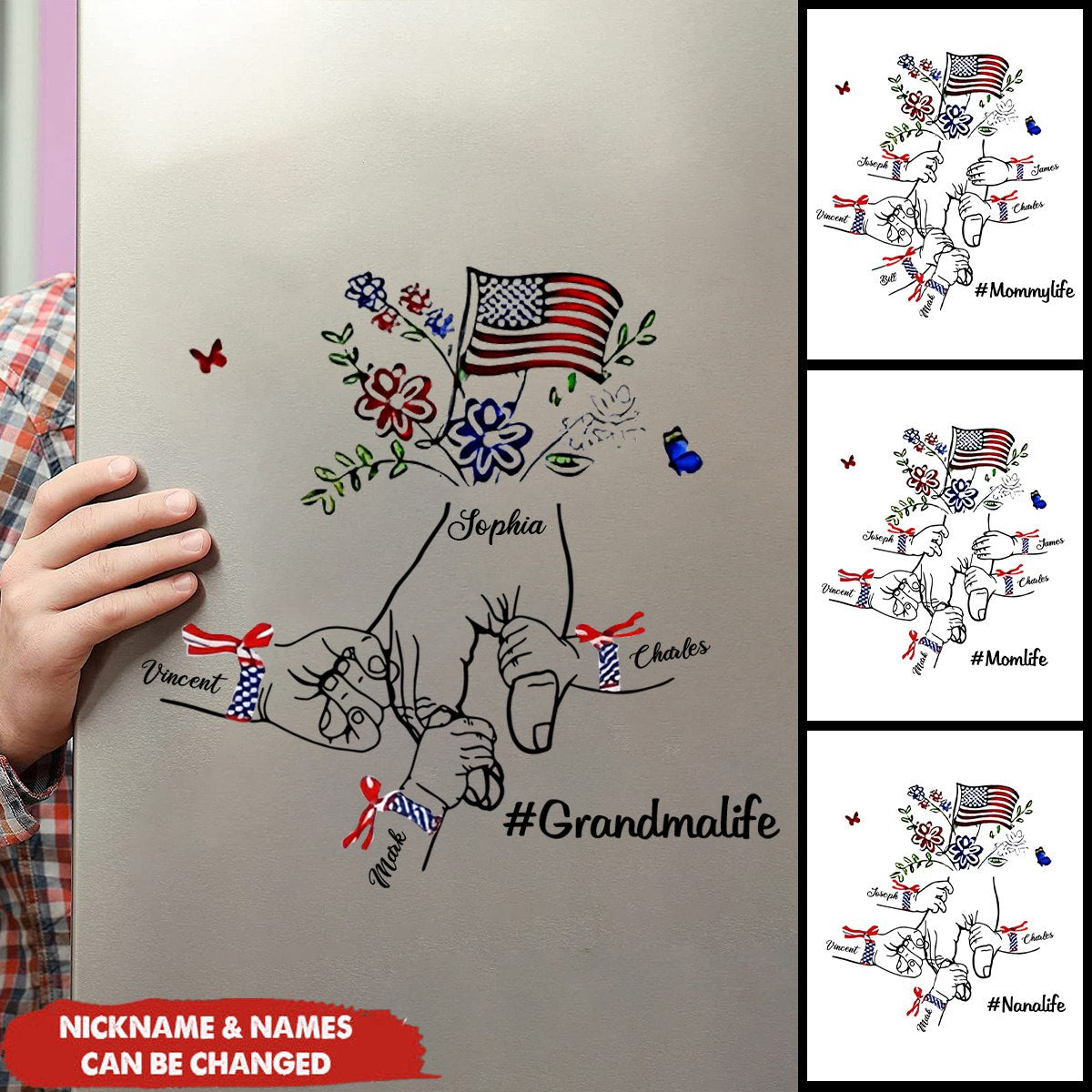 Personalized 4th Of July Independence Day Grandma Mommy Sticker