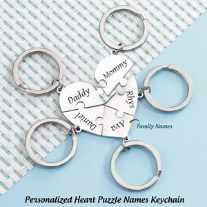 Personalized Heart Puzzle Names Keychain-Gift For Friend Or Family