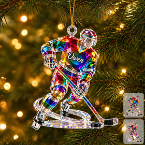 Personalized Hockey Acrylic Ornament, Ice Hockey Lover Gift