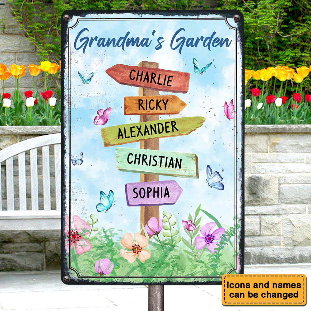 Personalized Gift Grandma's Garden Outdoor Metal Sign