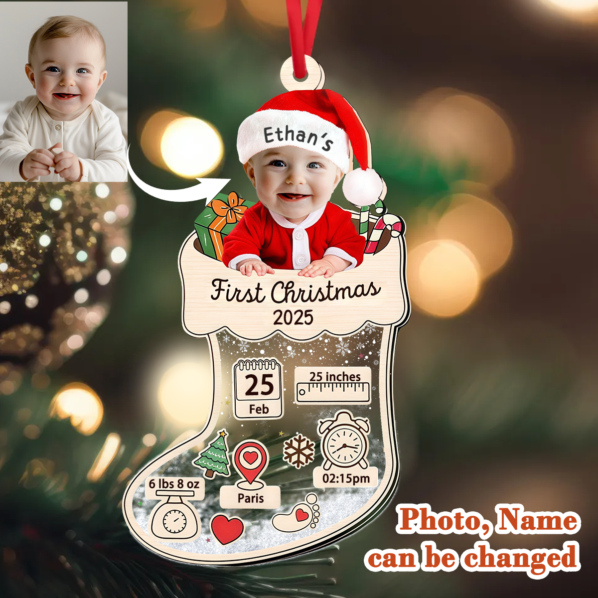 Baby's First Christmas - Personalized Custom Baby Photo Shower Gifts