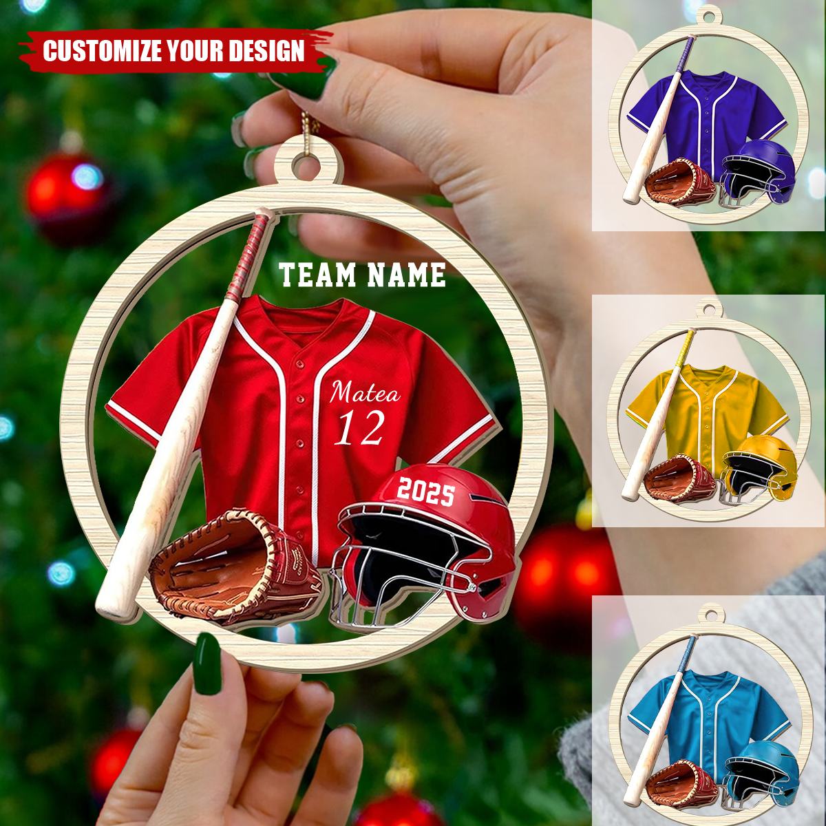 Personalized Baseball Players Ornament, Custom Baseball Team Ornament