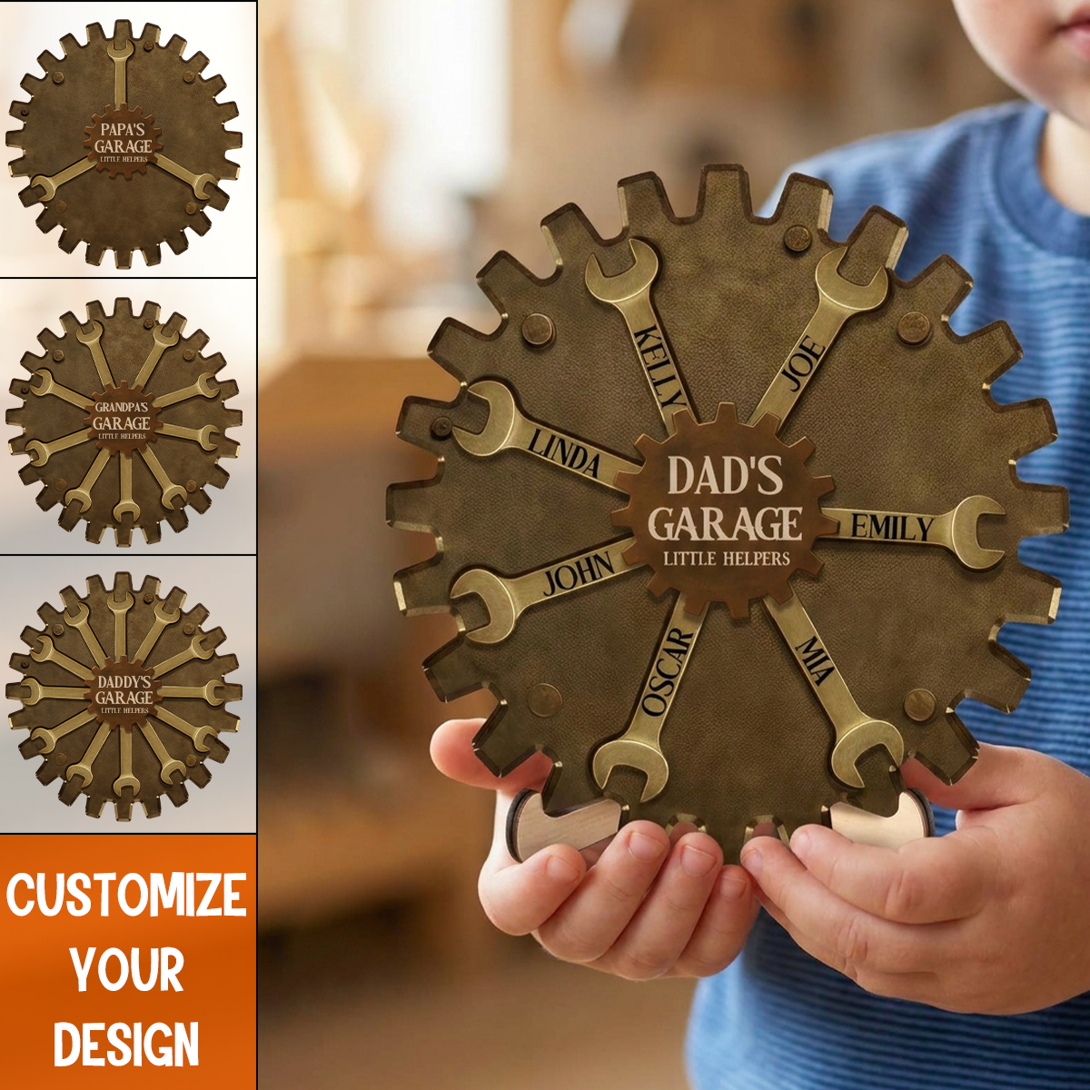 Custom Garage Gear Sign – Personalized Gift for Dad, Grandpa, or Any Handyman