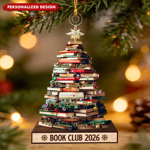 Christmas Tree Book Club Custom Names - Personalized Acrylic Ornament
