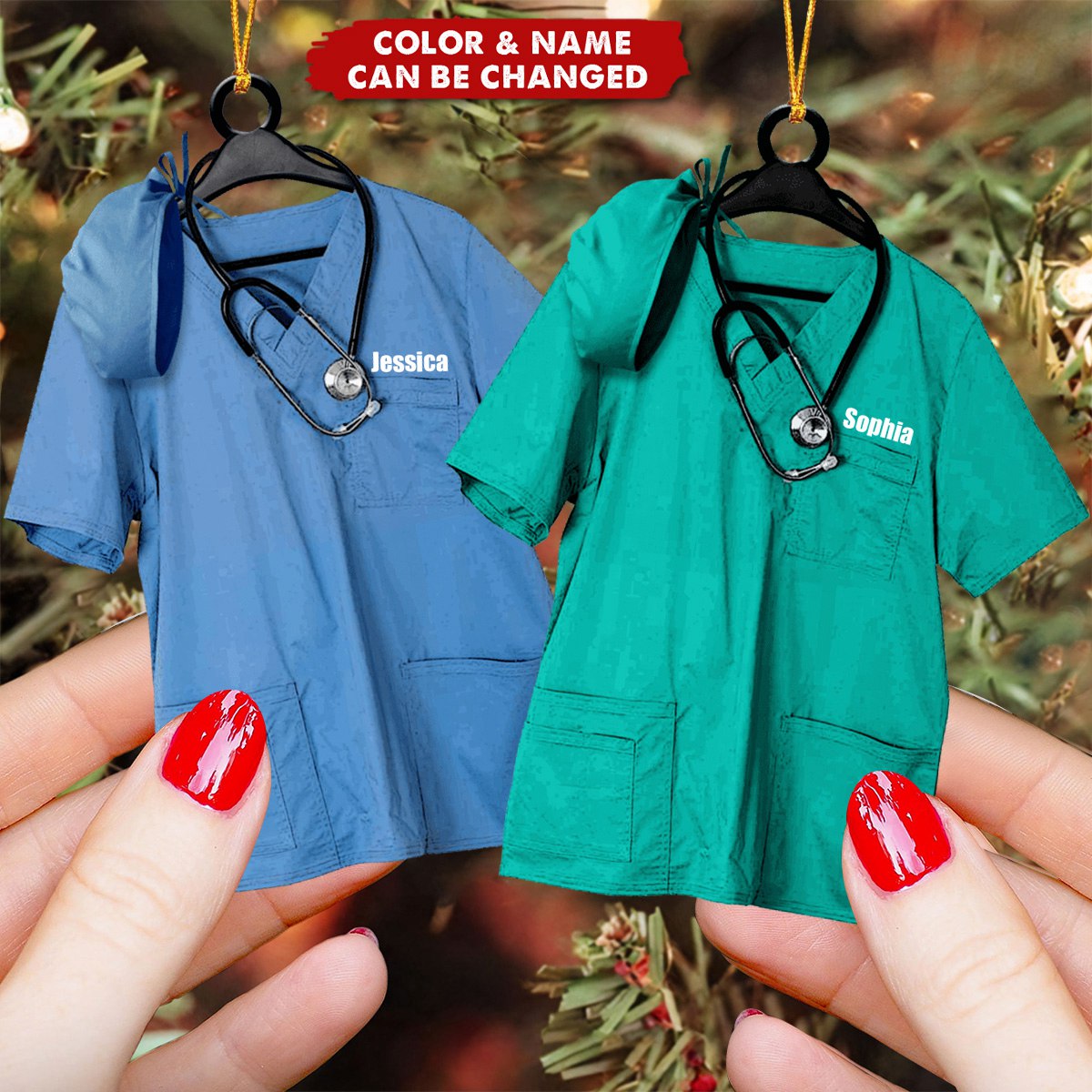 Personalized Nurse Scrub Christmas Ornament
