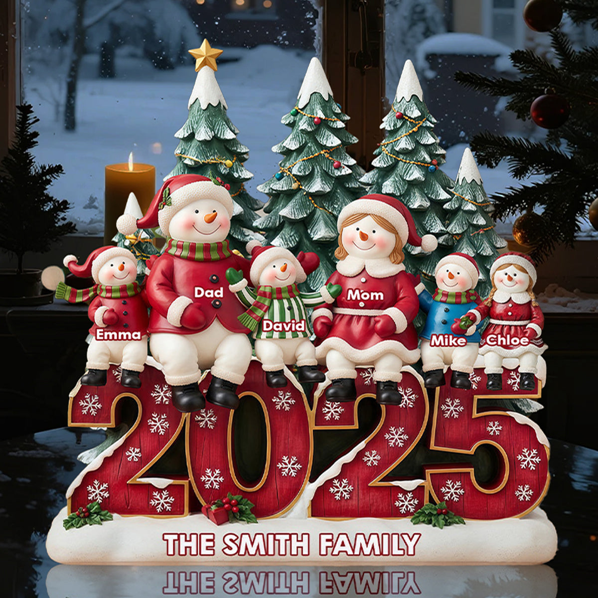 Christmas Snowman Family - Personalized Shaped Acrylic Plaque