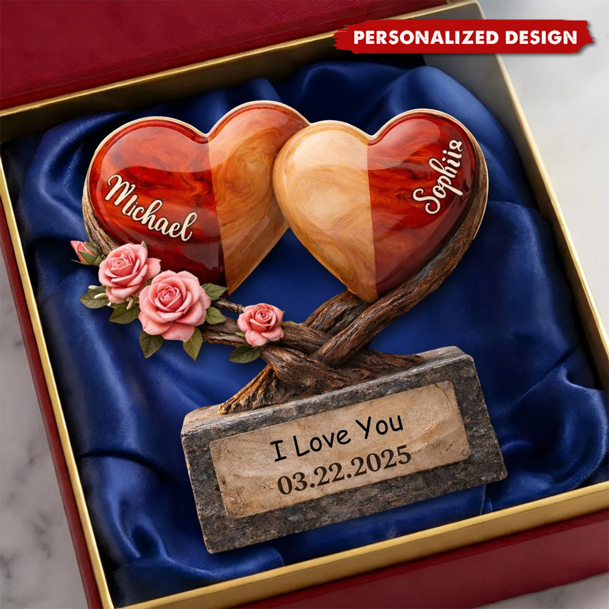 Personalized Custom Names & Date Couple Heart Acrylic Plaque