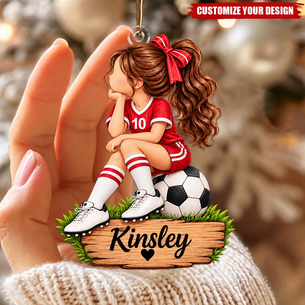 Personalized Soccer Girl Ornament, Custom Name Soccer Player Gift for Girls
