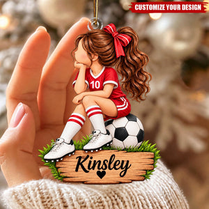 Personalized Soccer Girl Ornament, Custom Name Soccer Player Gift for Girls