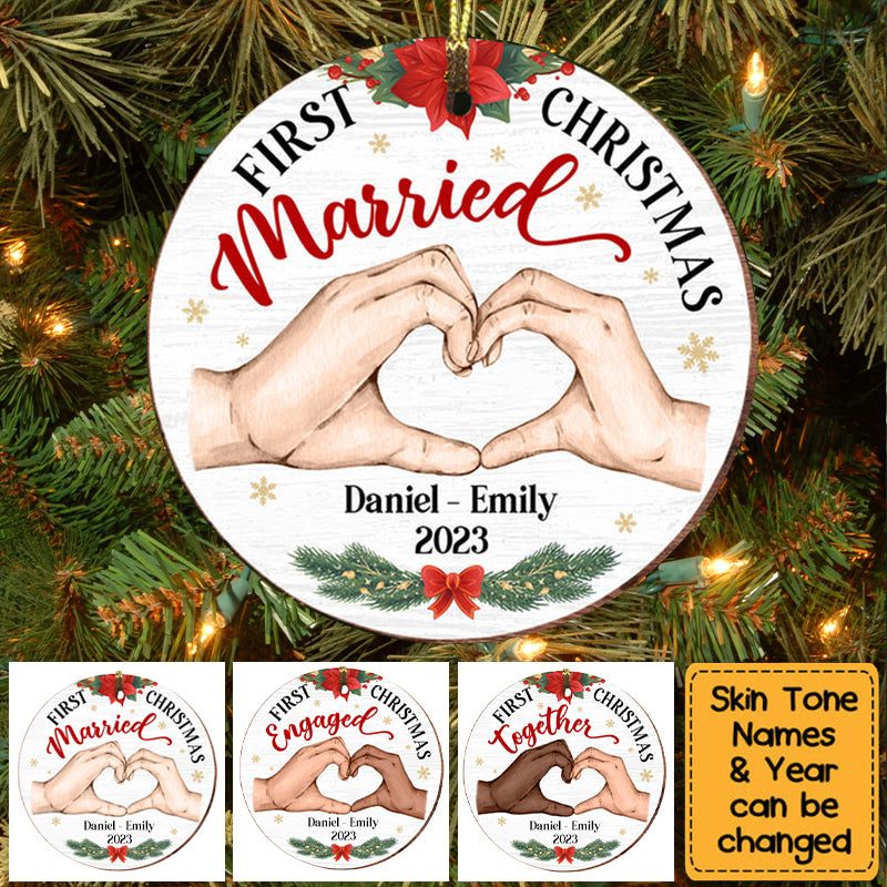 Gift For Couple First Christmas Circle Personalized Ornament