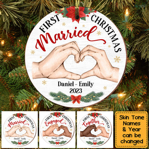 Gift For Couple First Christmas Circle Personalized Ornament