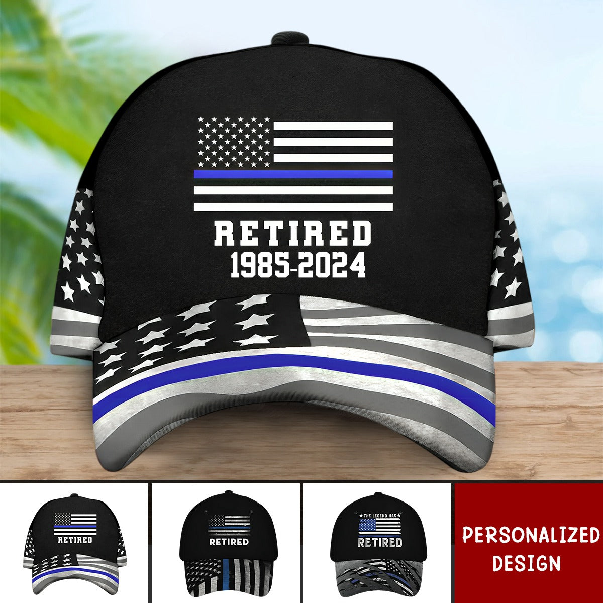 US Police Flag Retired Personalized Classic Cap