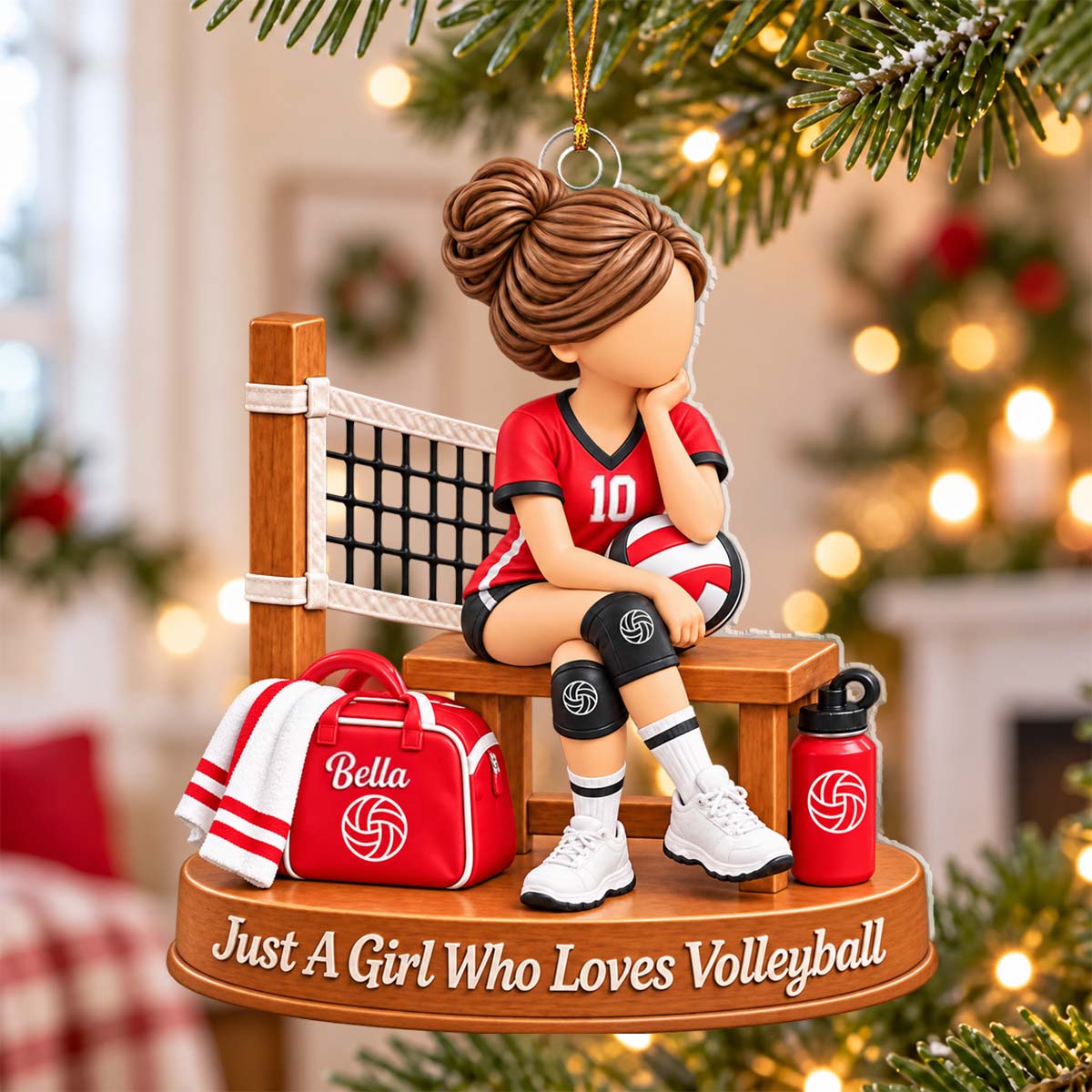 Personalized Volleyball Girl Ornament, Custom Name Athlete Team Gift, Volleyball Team Christmas Gift