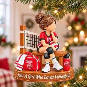 Personalized Volleyball Girl Ornament, Custom Name Athlete Team Gift, Volleyball Team Christmas Gift