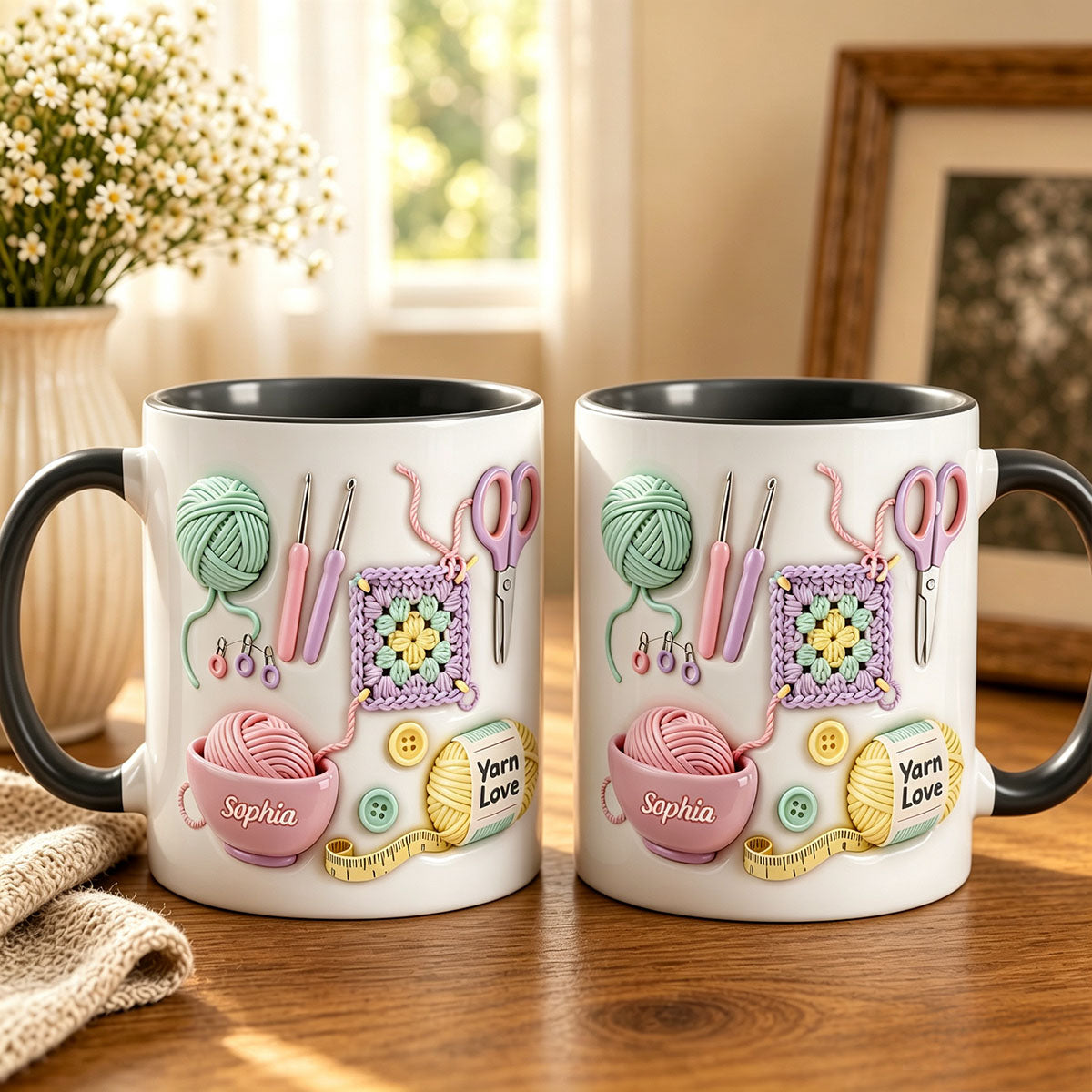Personalized Crochet Mug With Name, Yarn Lover Gift