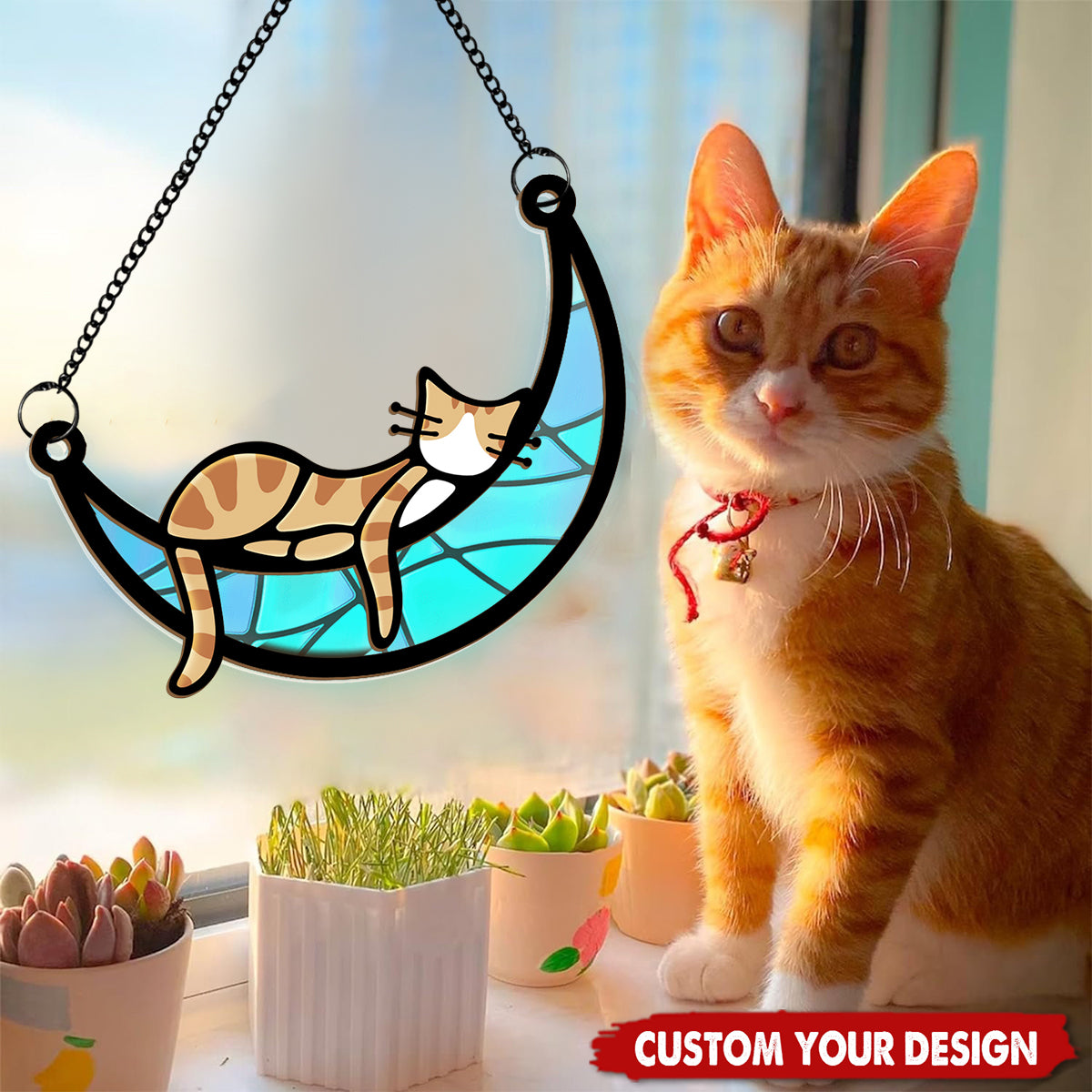 I'm Not Lazy, I'm Just Very Relaxed - Cat Personalized Window Hanging Suncatcher - Gift For Pet Owners