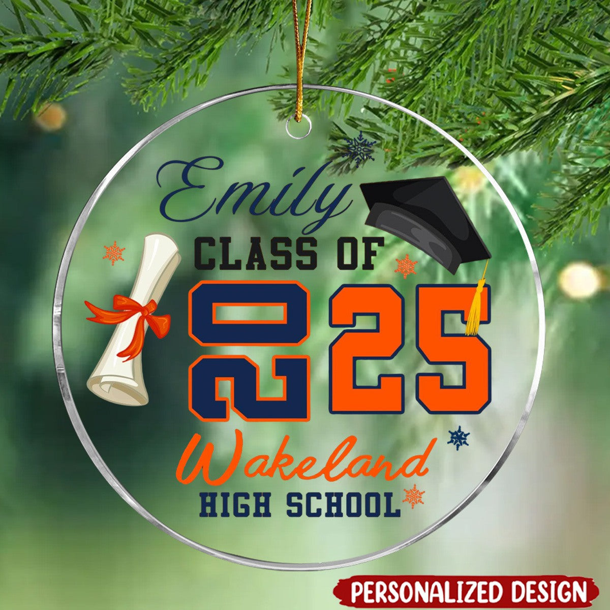 Personalized Class of 2025 Graduation Ornament, High School Grad Gift for 2025 Senior