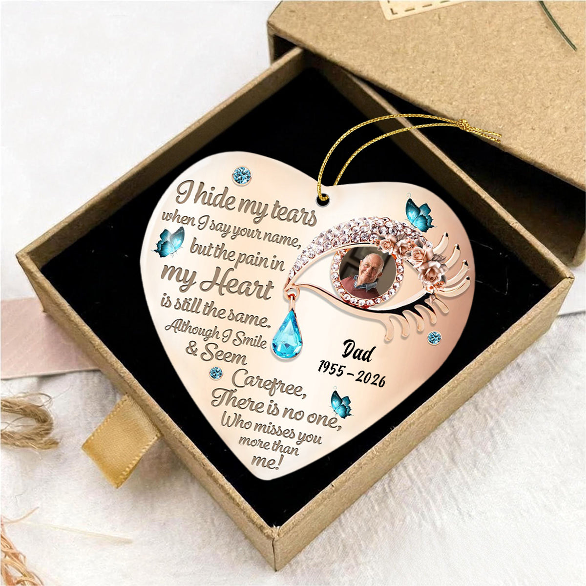 I Hide My Tears Personalized Memorial Ceramic Ornament