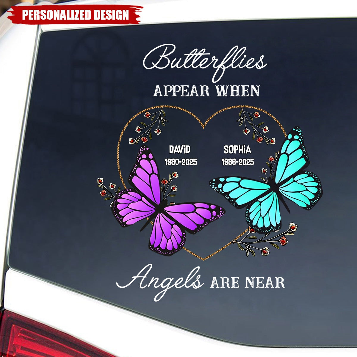 Butterflies Appear When Angels Are Near - Personalized Decal, Memorial Gift For Loss Of Loved One