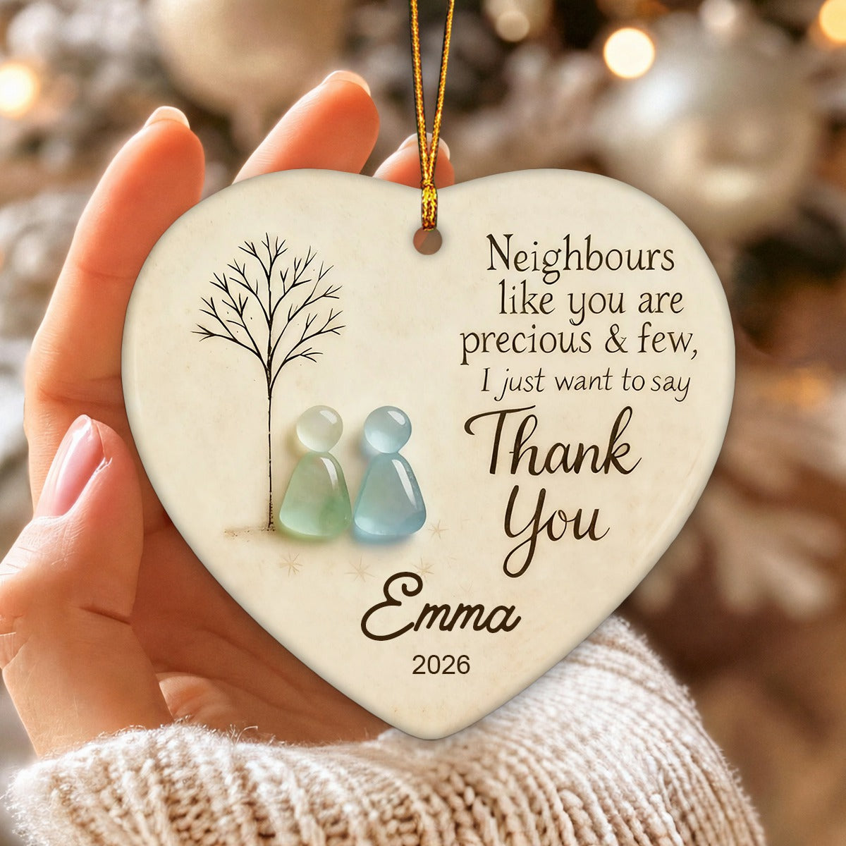 "Thank You Neighbours" Personalized Heart - Shaped Ornament